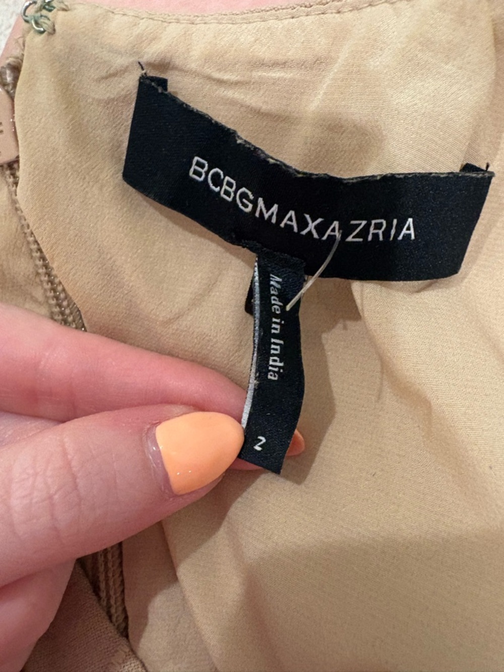 BCBGMaxAzria Tan Eyelet Ruffle Dress Size 2 - Picture 4 of 4